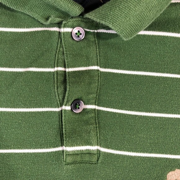 Banana Republic Shirt Mens Large Green Stripped Polo Solid Embroidered Logo - Picture 4 of 9